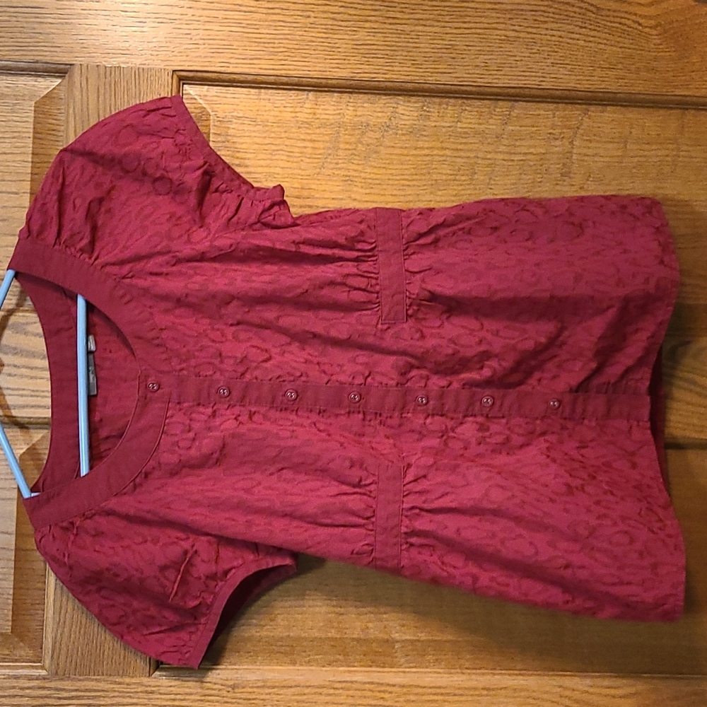 Blouse, Leopard print sz S, wine